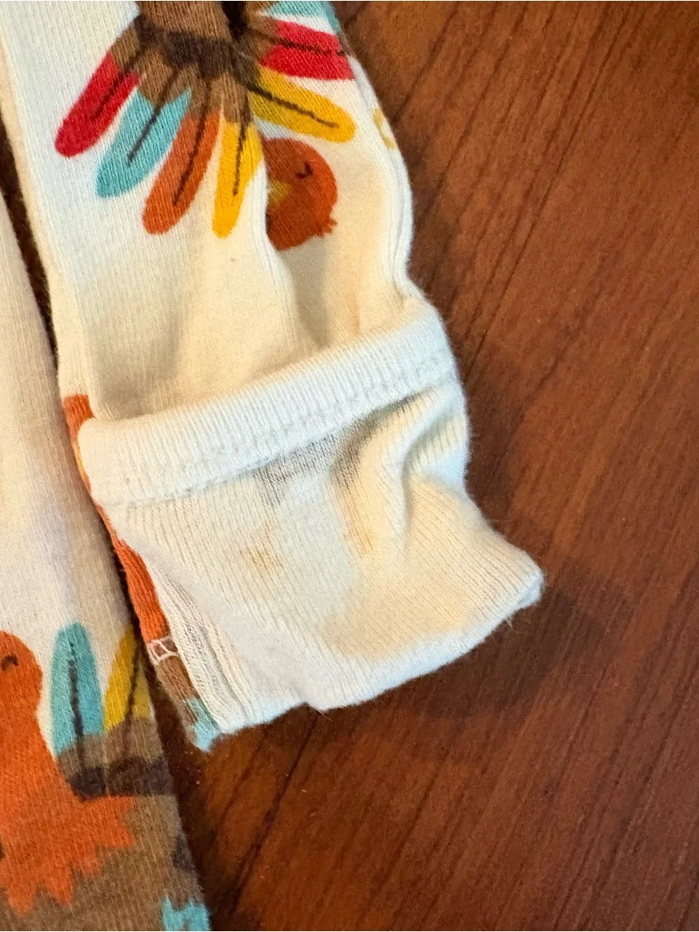 Two Turkey White Footed One-Piece Sleepers with Multicolor Turkey Print 0-3 M